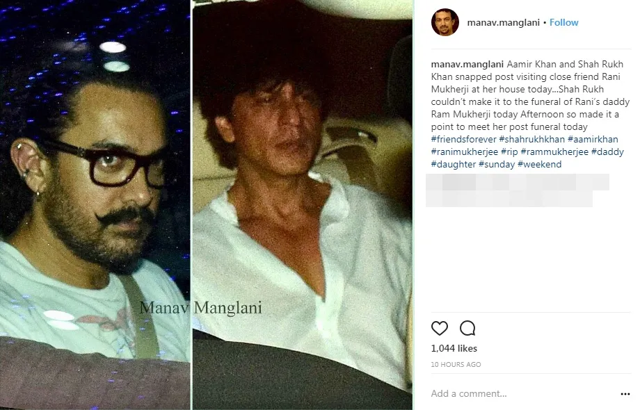 Shahrukh dan Aamir beri penghormatan terakhir pada ayah Rani ©instagram/manav.manglani