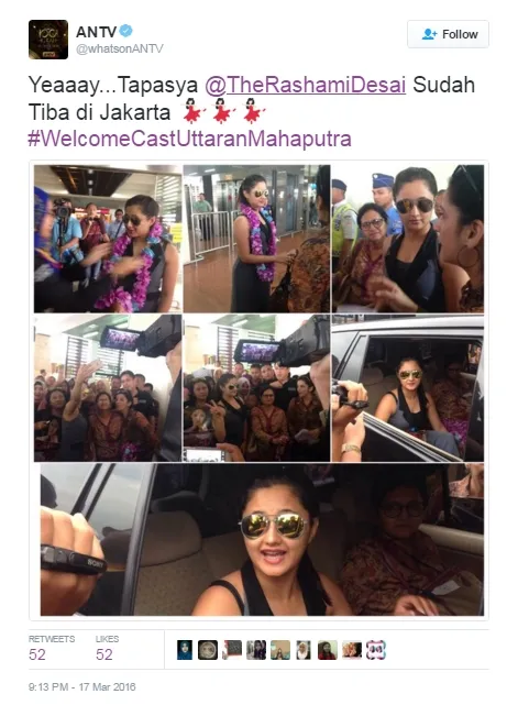 Rashami tiba lebih dulu di Indonesia ©twitter/whatsonANTV