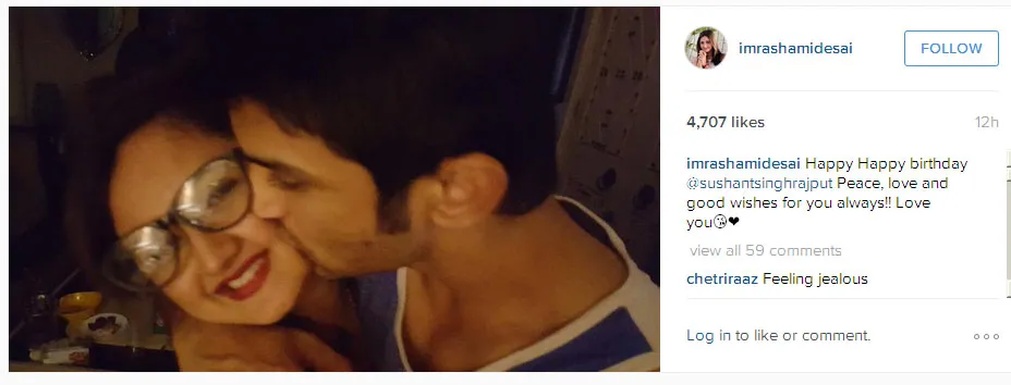 Rashami ketawa unyu saat dicium Sushant Singh Rajput © Instagram.com/imrashamidesai