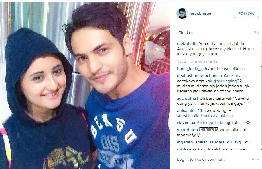 Ini dia pose akrab Rashami dan Ravi, cocok nggak sih? © Instagram.com/ravi.bhatia