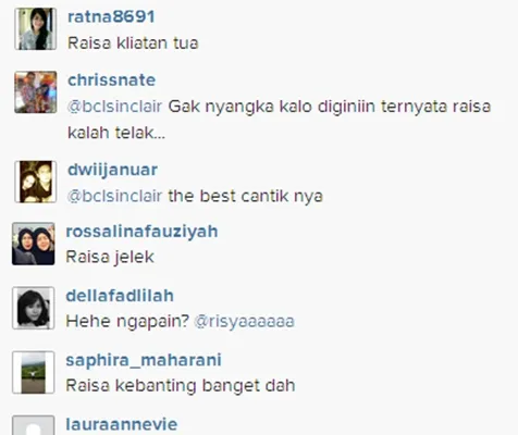 Kritikan miring netizen untuk Raisa / © Instagram