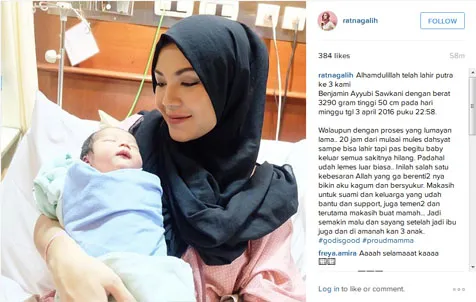 Ratna Galih membagikan foto anak ketiganya, Benjamin Ayyubi Sawkani lewat akun Instagramnya.