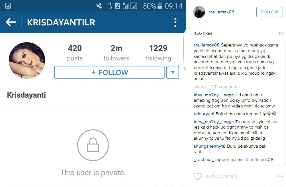 Raul Lemos marah akun Instagram istrinya dihack © Instagram/raullemos06