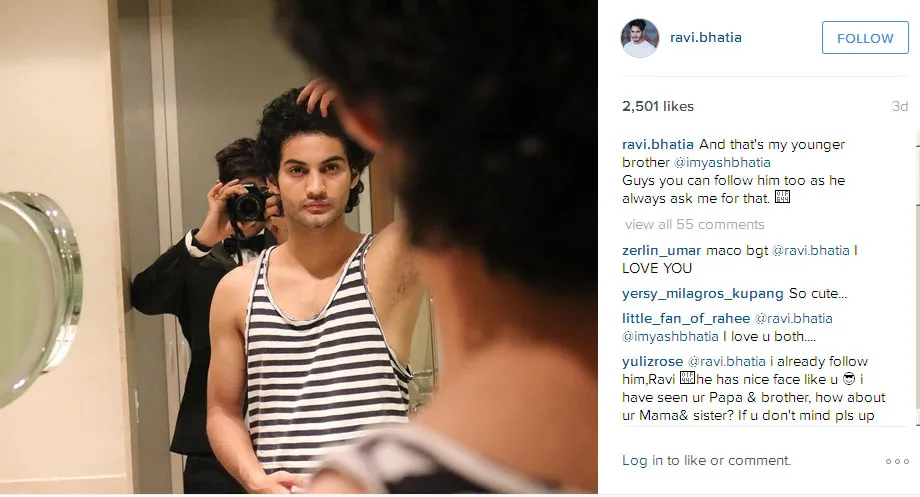 Ravi Bhatia memperkenalkan adik gantengnya pada fans © Instagram.com/ravi.bhatia