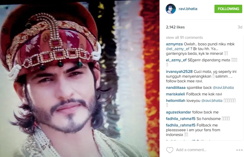 Apakah Ravi sedang kangen dengan 'Jodha Akbar'? ©instagram/ravi.bhatia