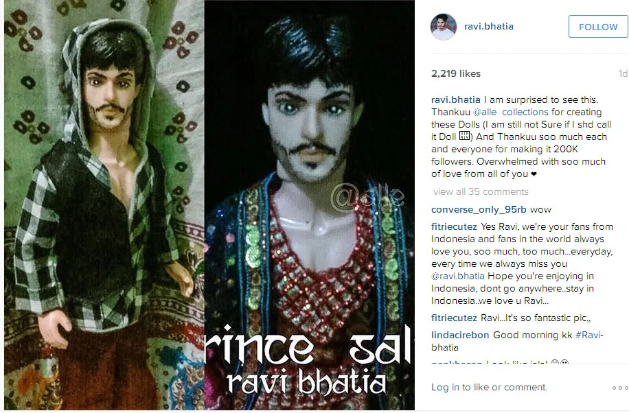 Ini dia boneka pangeran Salim yang mirip banget dengan Ravi Bhatia © Instagram.com/ravi.bhatia