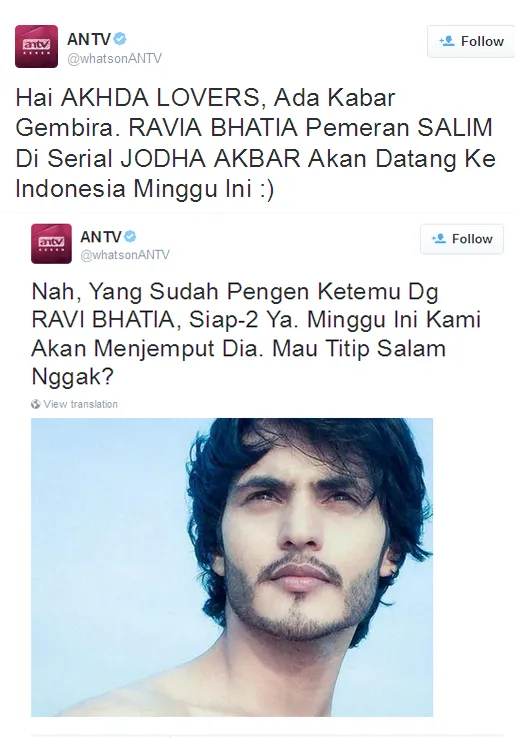 Ravi Bhatia bakal segera datang ke Indonesia. ©twitter/whatsonANTV