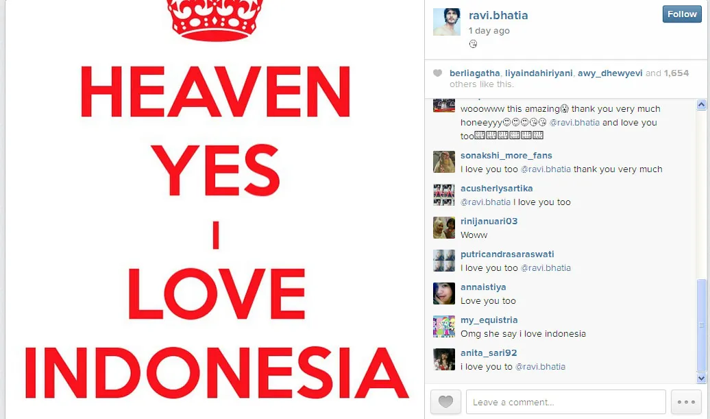 Ini dia 'bukti' bahwa Ravi Bhatia sangat mencintai fansnya asal Indonesia @instagram.com/ravi.bhatia