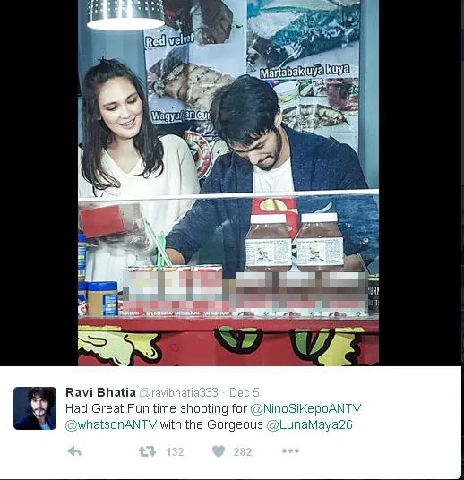 Begini ekspresi malu Ravi Bhatia saat syuting bareng Luna Maya © Twitter.com/ravibhatia333