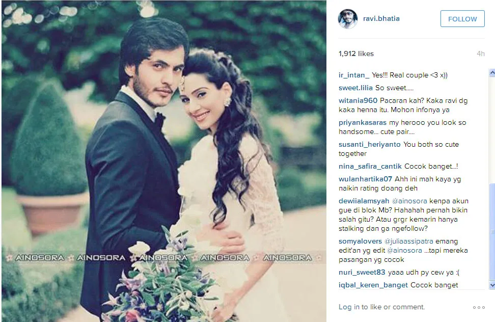 Ini dia foto pernikahan Ravi dan Heena yang bikin heboh fans @instagram.com/ravi.bhatia