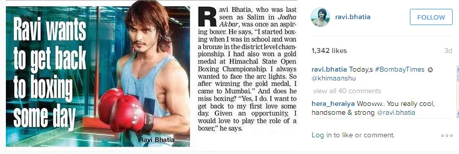 Ravi Bhatia ingin kembali bertinju melalui peran © Instagram.com/ravi.bhatia