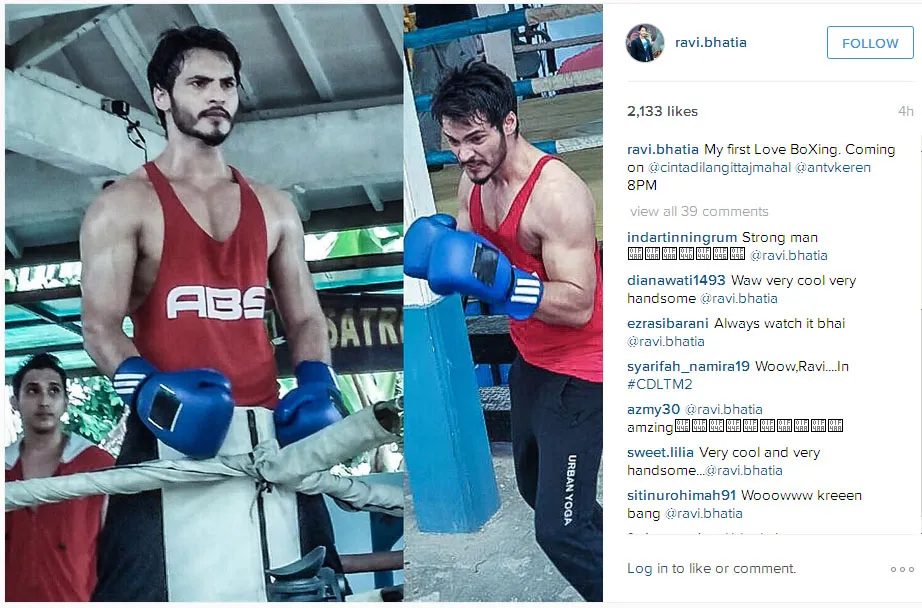 Ravi Bhatia sangat gagah dan serius saat kembali bertinju © Instagram.com/ravi.bhatia