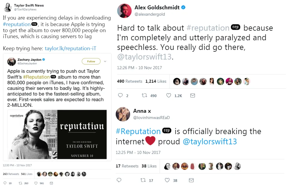 Banyaknya orang yang mengakses album Taylor Swift mengakibatkan kecepatan download menurun dan server yang berat untuk diakses © twitter.com/berbagai sumber