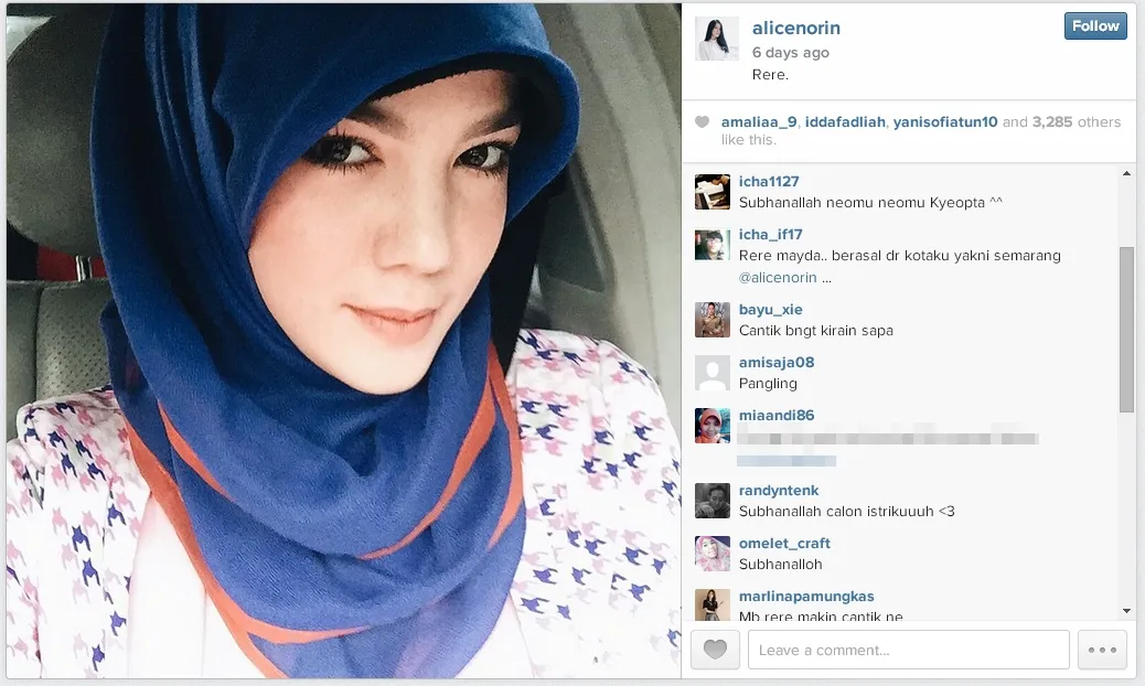 Alice Norin tampak sangat cantik dengan hijab. ©instagram Alice Norin