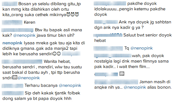 Komentar netizen menanggapi postingan Neno © Instagram/nenopink