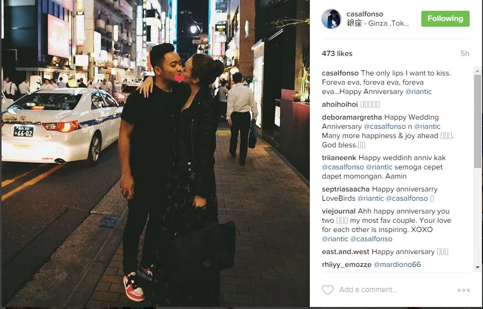 Rianti - Casa Alfonso rayakan ulang tahun pernikahan mereka yang ke 6 © instagram.com/casalfonso