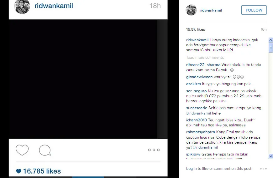 Foto gokil Ridwan Kamil @foto: Official Instagram Ridwan Kamil