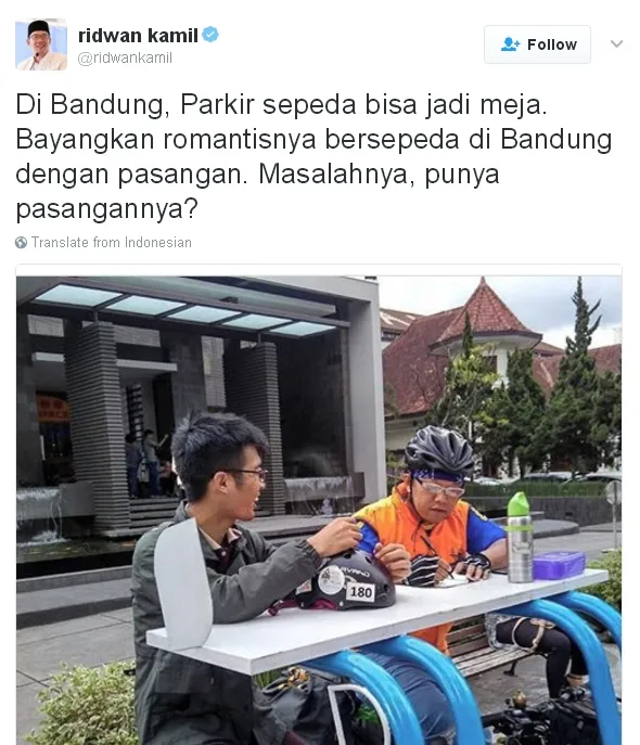 Ridwan Kamil selalu memberikan caption yang kreatif dan membuat followersnya senyum-senyum sendiri © twitter.com/ridwankamil