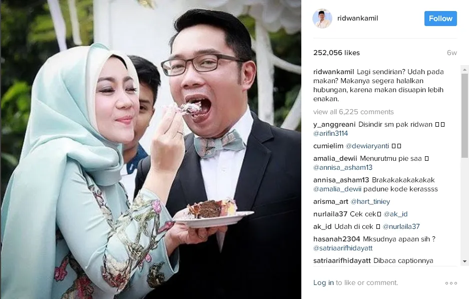 Ridwan Kamil merupakan salah satu pejabat pemerintah yang ramah dan sering melontarkan pernyataan yang menggelitik penggemarnya © Instagram.com/RidwanKamil