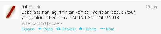 Twitter Rif Party Lagi Tour 2013 