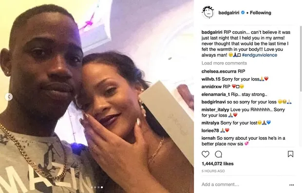 Postingan instagram Rihanna bersama dengan sang sepupu © instagram.com/badgalriri