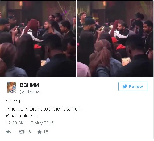 Rihanna dan Drake ketahuan berpelukan © Twitter