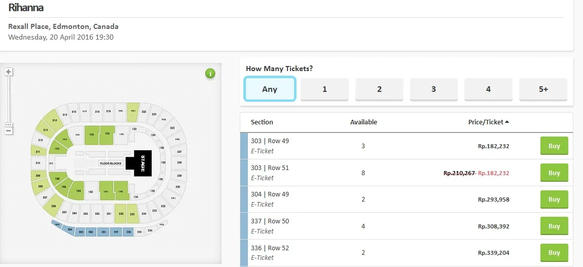 Konser Rihanna di Rexall Place, Edmonto, Kanada