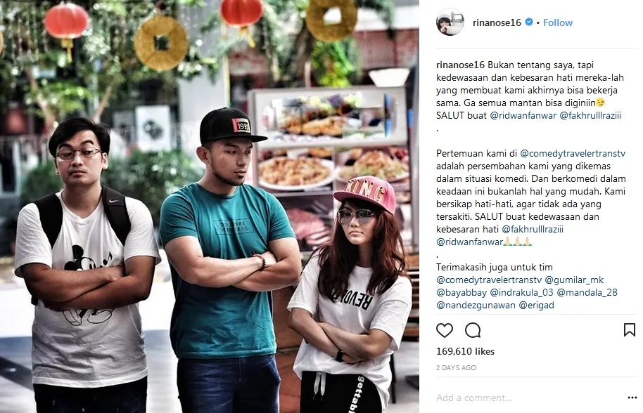Rina puji kedewasaan dua mantannya ©instagram/rinanose16