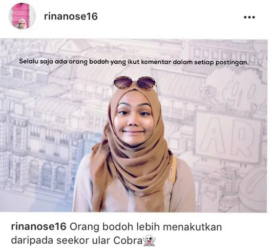 Status Rina yang bikin netizen heboh ©instagram/rinanose16