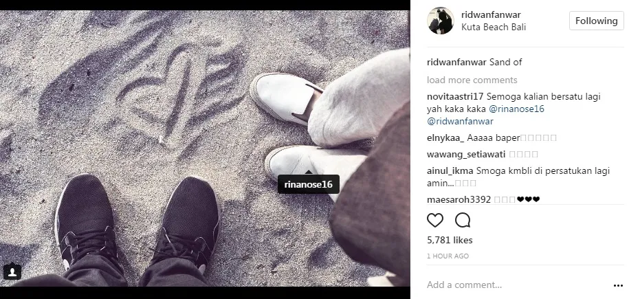 Cinta, akankah tumbuh kembali di hati Rina dan Ridwan? ©instagram/ridwanfanwar