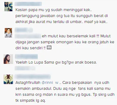 Komentar netizen menanggapi postingan Rinni / © Instagram