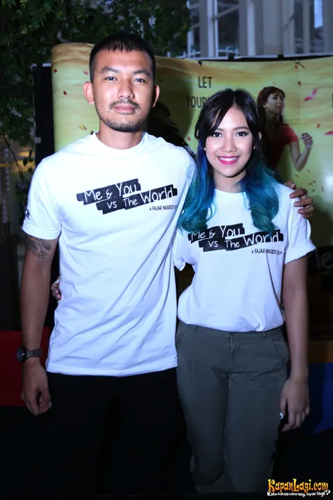 Rio bersama Dhea Seto saat press screening ME & YOU VS THE WORLD @foto: KapanLagi.com®/Budy Santoso