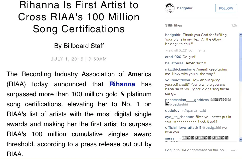 © Rihanna/instagram