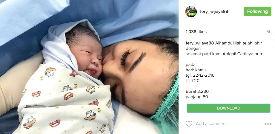 Ririn Ekawati lahirkan anak keduanya. Š instagram.com/ririnekawati
