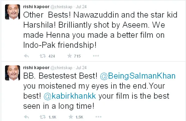Ini dia kicauan Rishi Kapoor yang memuji Salman Khan @twitter.com/chintskap