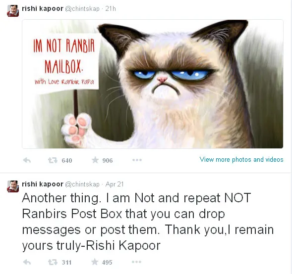 Ini dia bentuk protes Rishi pada fans Ranbir Kapoor yang selalu kepo di Twitternya @twitter.com/chintskap
