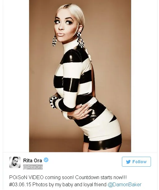Rita Ora @foto: Twitter/ritaora