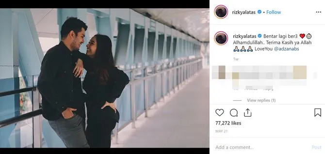 Adzana tengah mengandung (credit: instagram.com/rizkyalatas)
