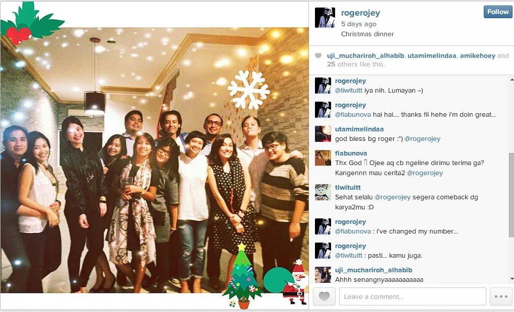 Setelah hampir satu tahun ada update dari instagram @rogerojey (Roger Danuarta).