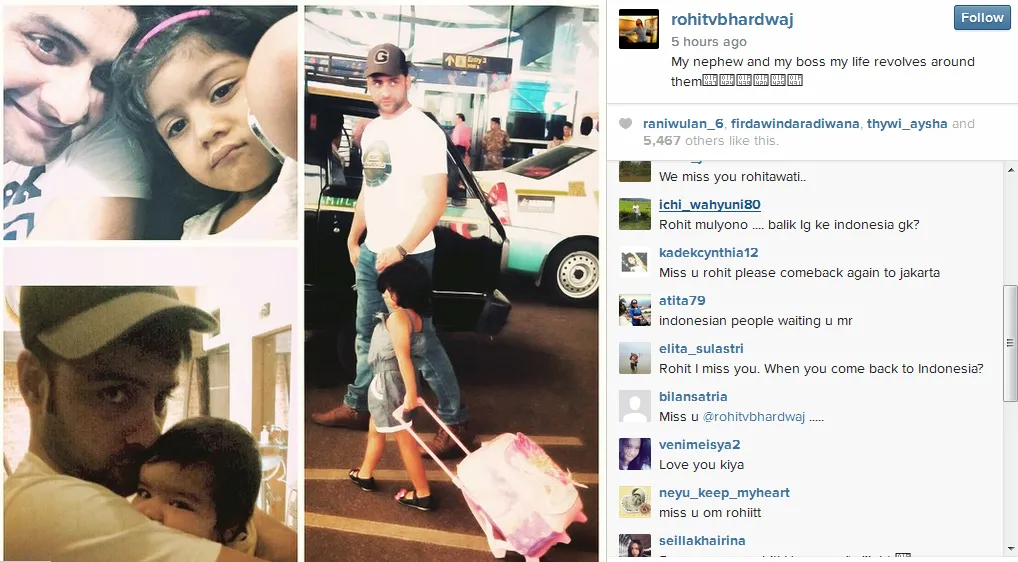 Rohit diminta kembali ke Indonesia. @instagram/rohitvbhardwaj