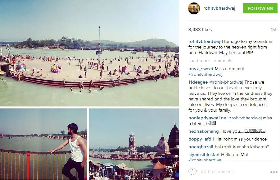 Rohit kenang tempat neneknya terakhir berlabuh. ©instagram/rohitvbhardwaj