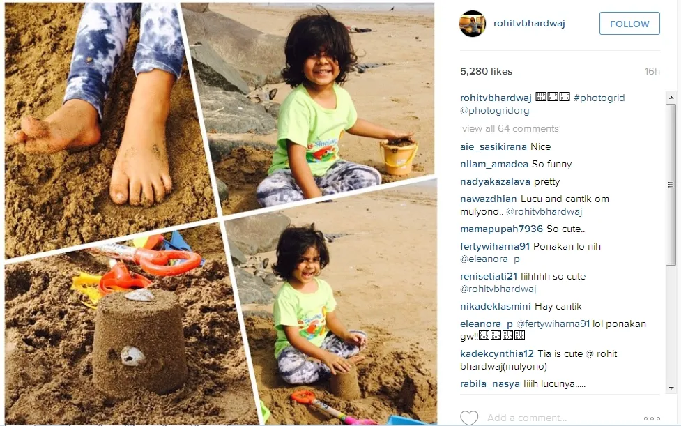 Tia anak Rohit Bhardwaj menggemaskan. @instagram/rohitvbhardwaj