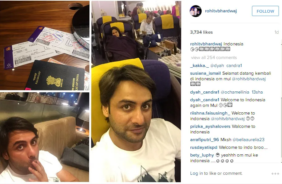 Rohit saat terbang menuju Indonesia © Instagram.com/rohitvbhardwaj