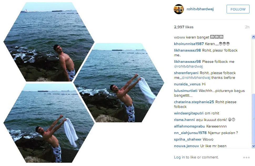 Ini dia pose jemur baju ala Rohit Bhardwaj di Singapura @instagram.com/rohitvbhardwaj