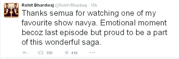 Ini dia kicauan emosional menandai episode terakhir 'Navya' oleh Rohit Bhardwaj @twitter.com/rohitvbhardwaj