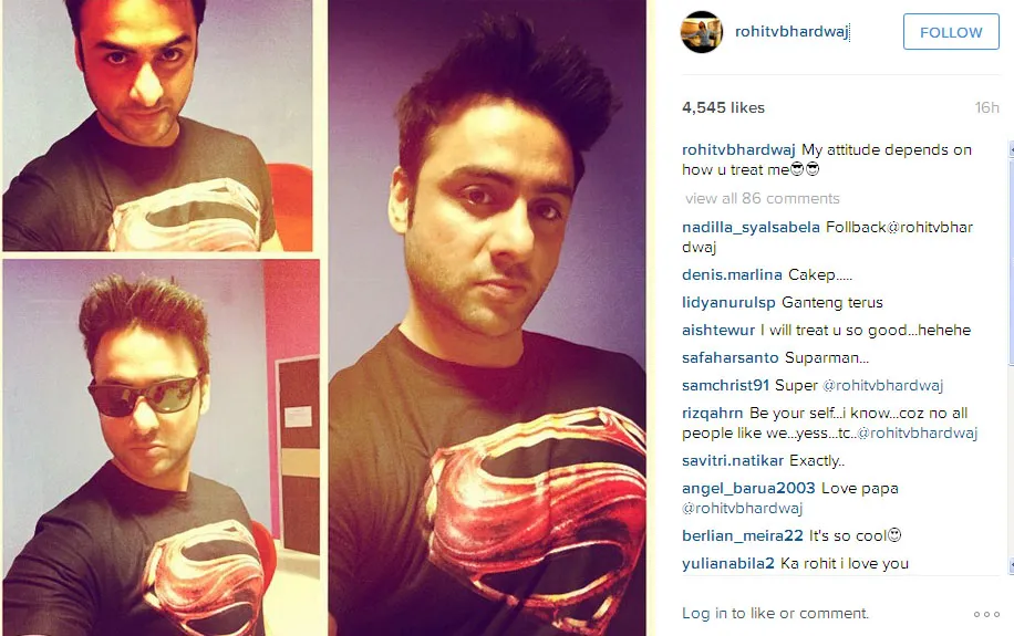 Ini dia selfie wajah gahar ala Rohit Bhardwaj @instagram.com/rohitvbhardwaj