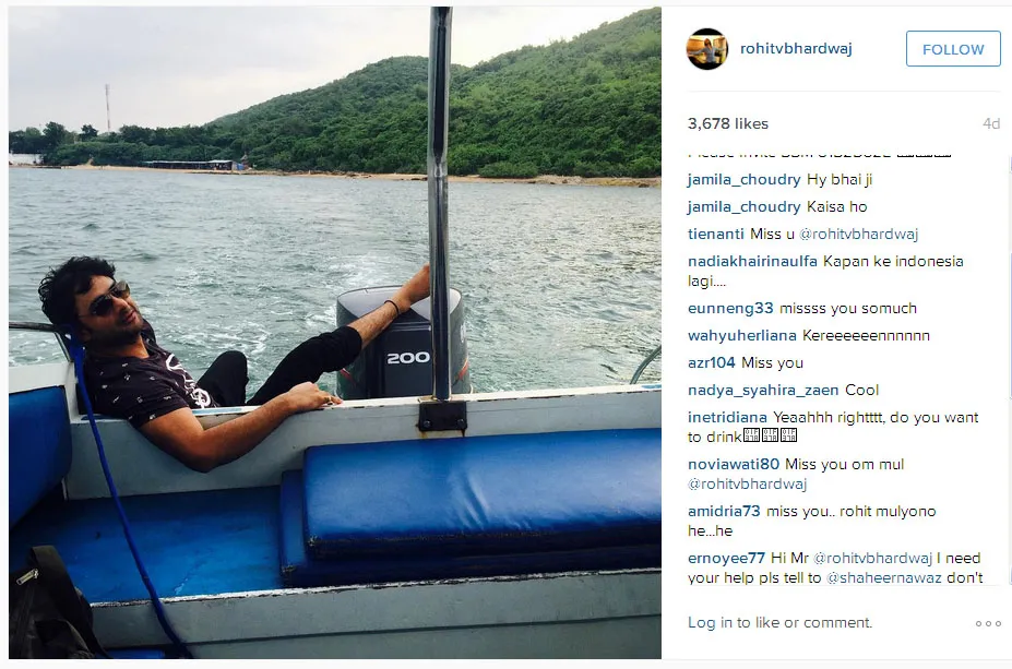 Begini gaya rileks Rohit saat asyik liburan alam © Instagram.com/rohitvbhardwaj