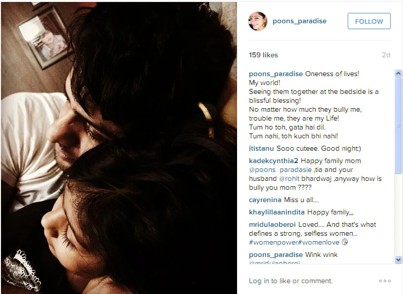 Melihat anak dan suaminya berkumpul membuat Poonam terharu © Instagram.com/poons_paradise