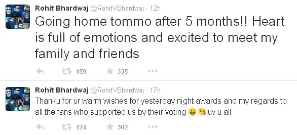 Ini dia kicauan Rohit Bhardwaj tentang kemenangan dan kepulangannya ke India @twitter.com/RohitVBhardwaj