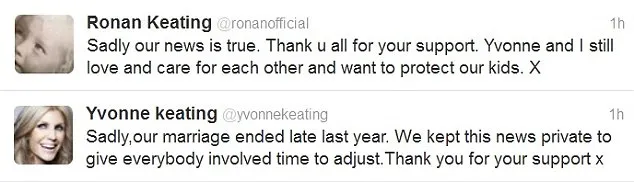 Twitter Ronan Keating dan Yvonne